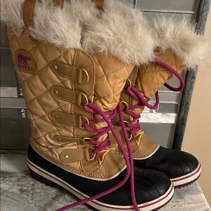 Sorel Women Boots Sz 10 Tofino Faux Fur Lined Lace Up Insulated Waterproof SNOW